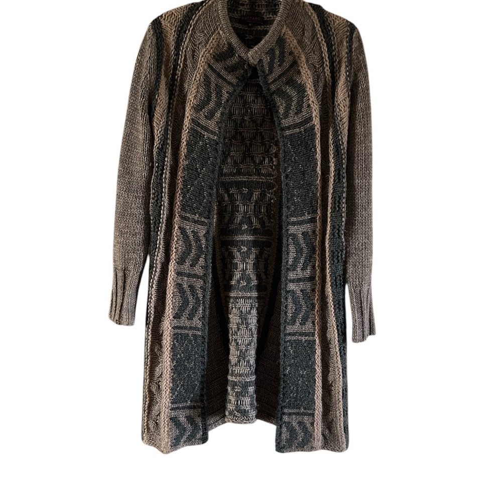 Women's Italian Brown and Gray Sweater Duster Cardigan by Gottardi